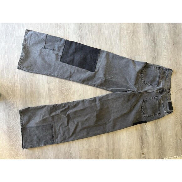 BDG UO Puddle Jeans Women 27 Black Gray Wide Leg Grunge 90s Y2K Patched Denim - Picture 5 of 11